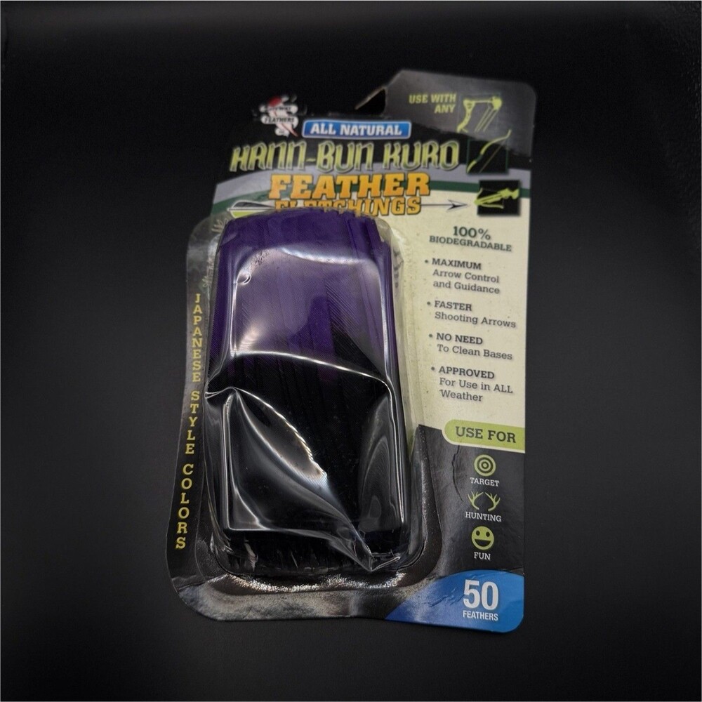 Gateway Feathers 5 in Left Wing Feather Fletching Purple Shield Kuru 50 Pack